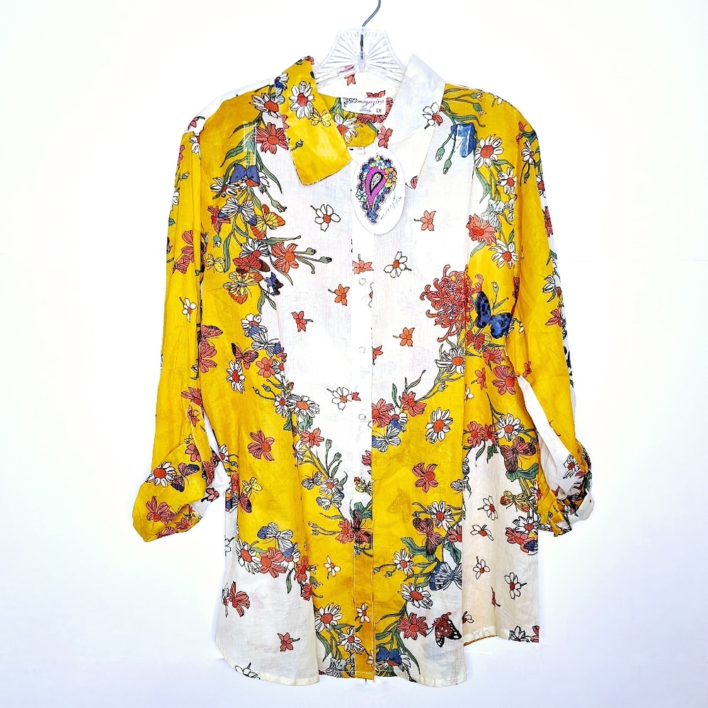 NWT Magazine Lady brand"The Boho Spring"Bohemian,Coquette Girl,100% cotton shirt